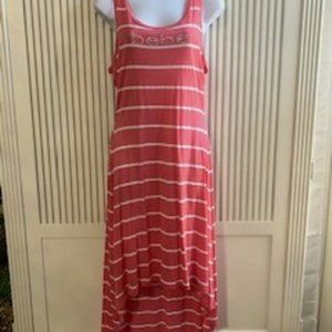 Coral and white stripped high-low BEBE tank dress M- *NWT
